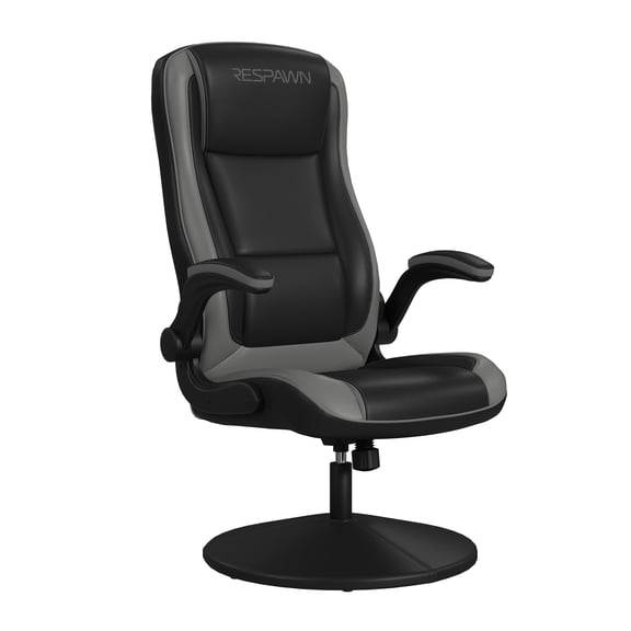RESPAWN 800 Swivel Rocker Gaming Chair - Ergonomic Floor Gaming Seat with Lumbar Support, Flip Up Armrest, High Back, Pedestal Base, Comfortable No Wheels Console Video Game Rocker Chair - Gray
