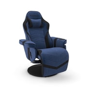 RESPAWN 900 Console Gaming Recliner with Footrest and Lumbar Support - Comfortable Ergonomic Gaming Chair with Headrest, No Wheels, Reclining, Heavy Duty, Racing Style Video Game Chairs - Blue Fabric