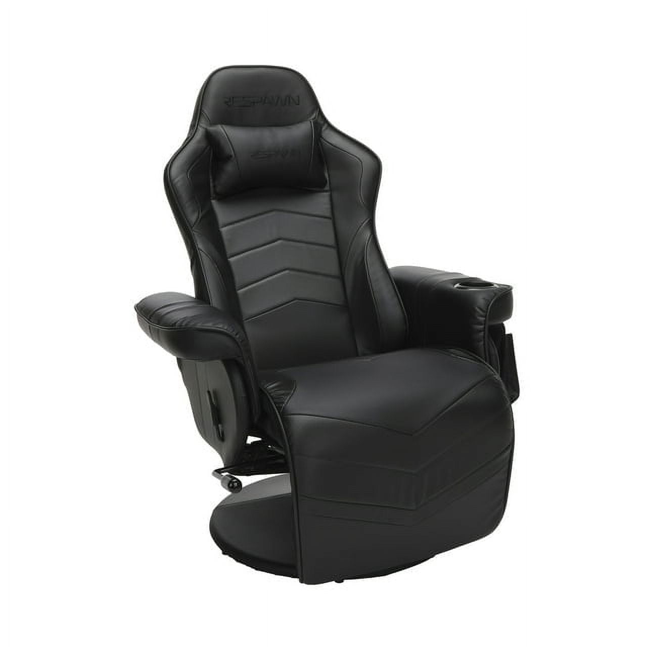 Black Bonded Leather Racing Style Gaming Recliner with Footrest
