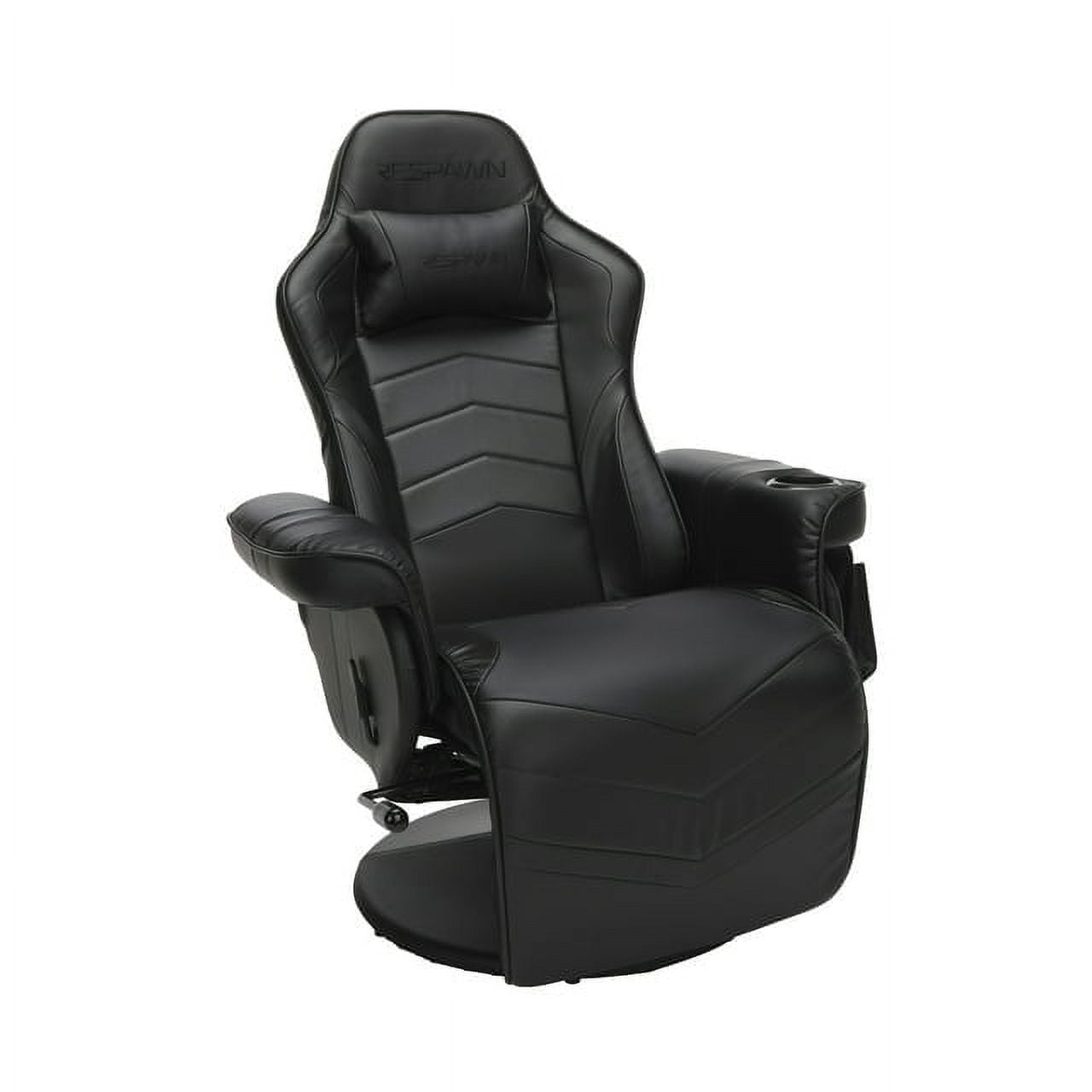 Black Bonded Leather Racing Style Gaming Recliner with Footrest