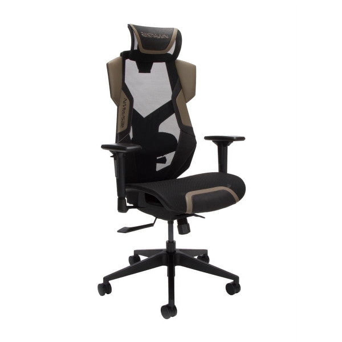 RESPAWN FLEXX Ergonomic Office and Gaming Chair with Lumbar Support - Breathable Mesh Recliner with Headrest & Adjustable Arms, Comfy Home Office Desk Chairs, Reclining Gaming Seat for Adults - Brown