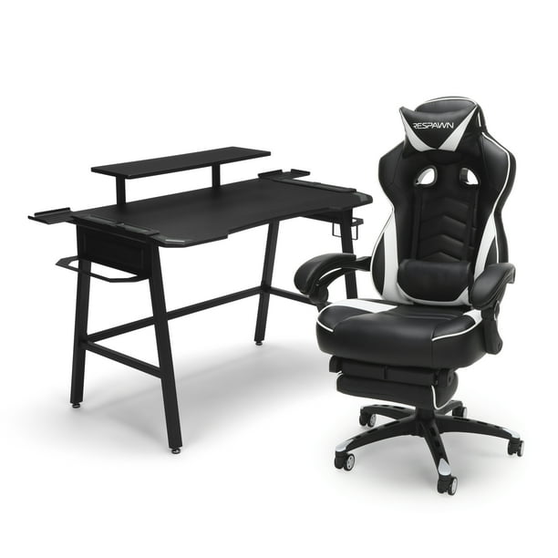 RESPAWN Gaming Chair RSP 110 and Gaming Desk RSP 1010 Bundle eSports Gaming Battlestation in White Gray PKG W R02 WH GRY Walmart Business Supplies