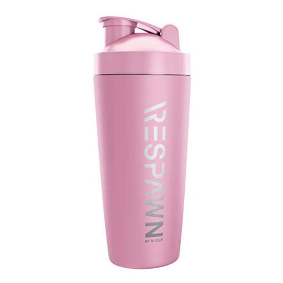 RESPAWN by Razer Vacuum-Insulated Stainless Steel Shaker Cup, 20oz: Built-In Powdered Drink Mixer Grate - Dual Insulation - Dishwasher Safe - BPA Free - Pink