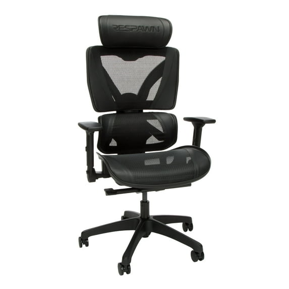 RESPAWN SPECTER Ergonomic Office Chair with Lumbar Support, Headrest, Adjustable Arms - Comfy Breathable Mesh Computer Desk Seat for Home Office, High Back Reclining Gaming Chairs for Adults - Black