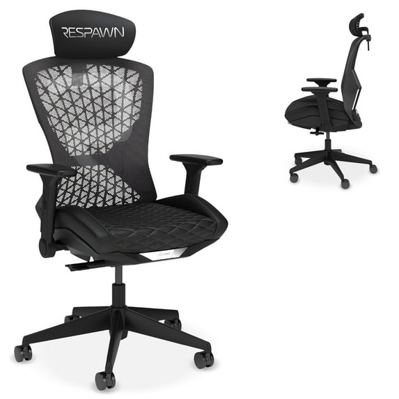 RESPAWN SPIRE Ergonomic Office Chair with Lumbar Support, Headrest, Adjustable Arms and Cooling Gel Seat Cushion, Comfy Breathable Mesh Seat for Home Office, High Back Reclining Gaming Chair - Black