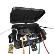 Restmo Extra Large Weatherproof Electrical Box, IP54 Waterproof Outdoor Extension Lead Cover, Protect Outlet, Plug, Socket, Timer, Power Strip, Holiday Light Decoration, Black