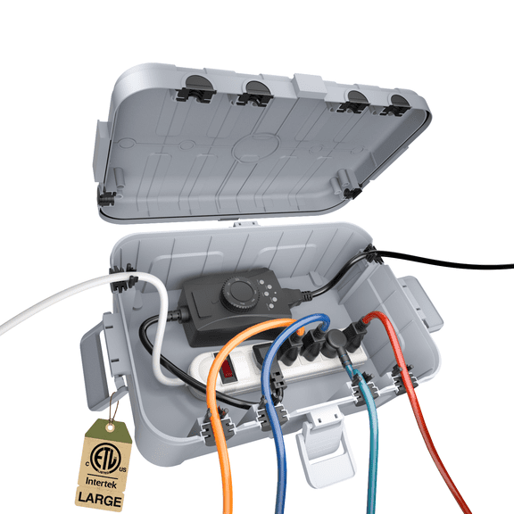 Restmo Extra Large Weatherproof Electrical Box, IP54 Waterproof Outdoor Extension Lead Cover,Light Gray