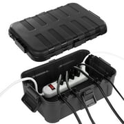 Restmo Extra Large Weatherproof Electrical Box, IP54 Waterproof Outdoor Extension Lead Cover, Protect Outlet, Plug, Socket, Timer, Power Strip, Holiday Light Decoration, Black