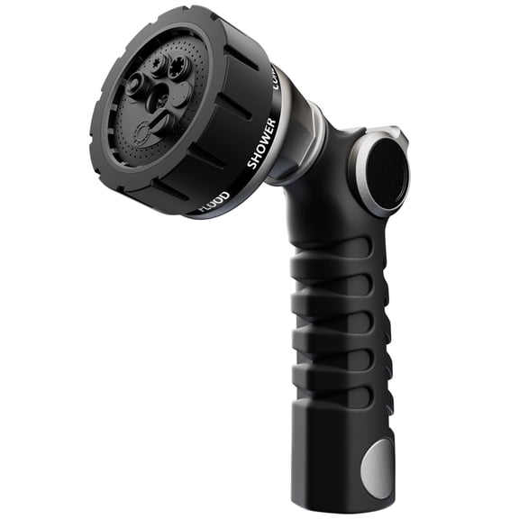 Restmo Ergonomic Heavy-Duty Garden Hose Nozzle, Soft TPU Rubber, 7 Watering Patterns, Thumb Control, High Pressure Sprayer