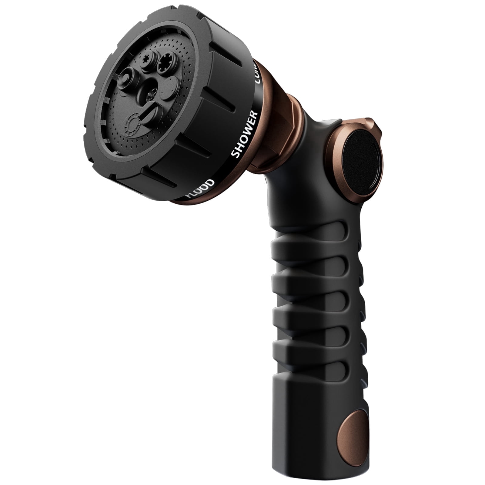Restmo Ergonomic Zinc-alloy Garden Hose Nozzle, 7 Watering Patterns, Thumb Control, High Pressure Sprayer