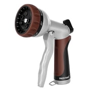 Restmo Garden Hose Nozzle, Heavy Duty Metal Water Nozzle with 7 Adjustable Spray Patterns, High Pressure Hand Sprayer with Flow Control, for Watering Plants & Lawns, Washing Cars & Pets, Brown