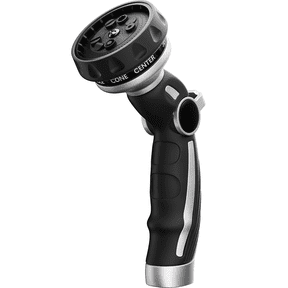 Restmo Hose Nozzle Heavy Duty, Metal Water Hose Sprayer for Garden | 9 Spray Patterns, Leak Proof, Thumb Flow Control, On/Off Valve, Ideal for Outdoor Lawn & Plant, Car & Pet, Silver