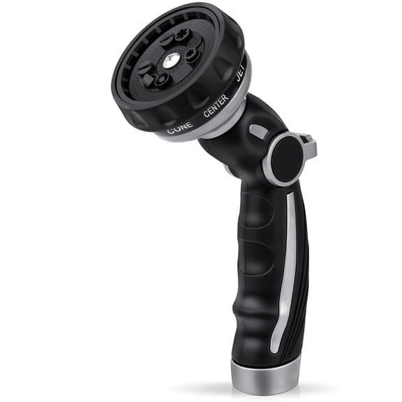 Restmo Hose Nozzle Heavy Duty, Metal Water Hose Sprayer for Garden, 9 Spray Patterns | High Pressure | Thumb Flow Control | On/Off Valve, Ideal for Outdoor Lawn & Plant Watering, Car & Pet Washing