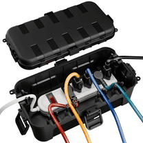 Restmo Medium Outdoor Waterproof Electrical Box , IP54 Weatherproof Connection Box  w/ 6 Cable Ports - Cover for Power Plugs ,Black