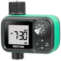 RESTMO Sprinkler Timer, Ball Valve Water Timer for Garden Hose, Outdoor Faucet, Lawn Watering System, Automatic Control, Manual Watering, Compatible with Rain Barrel, Zero/Low Water Pressure System