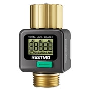 Restmo Multi-Functional Water Flow Meter , ±5% High Accuracy, Pure Brass Inlet & Outlet, Water Meter Construction for RV, Garden, Pool & Outdoor Use
