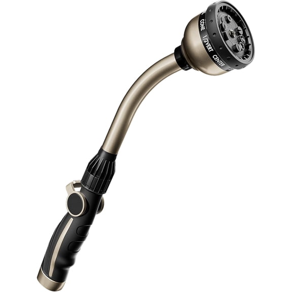 Watering Wand Heavy Duty, Metal Garden Hose Wand with 10 Spray Patterns, 15-Inch Long Hose Nozzle Sprayer with Thumb Flow Control, Ideal to Water Hanging Baskets and Shrubs