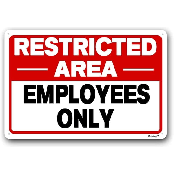 RESTRICTED AREA EMPLOYEES ONLY SIGN (#S02) Metal Sign 12X8 Inches