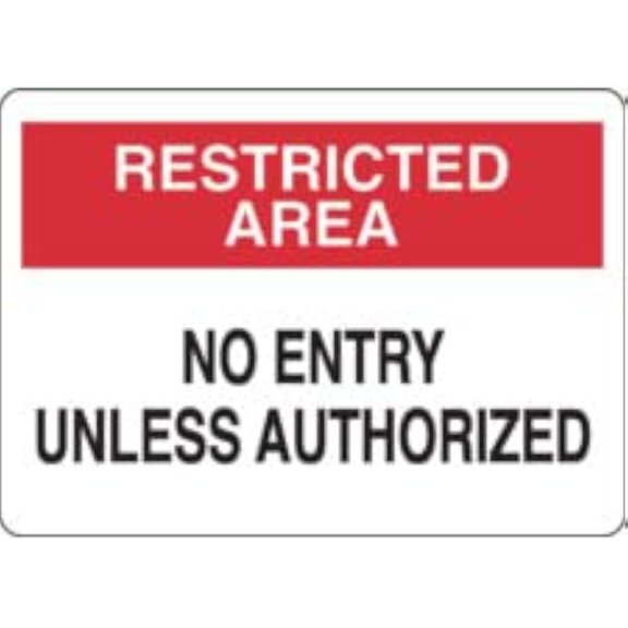 RESTRICTED AREA - No Entry Unless Authorized Sign, No.6961 Safety Sign, 8 X 12 Inch Metal Tin Sign