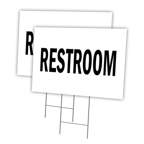 RESTROOM 2 Pack Of 18" x 24" Yard Sign & Stake | Advertise Your Business | Stake Included Image On Front Only | Made in The USA