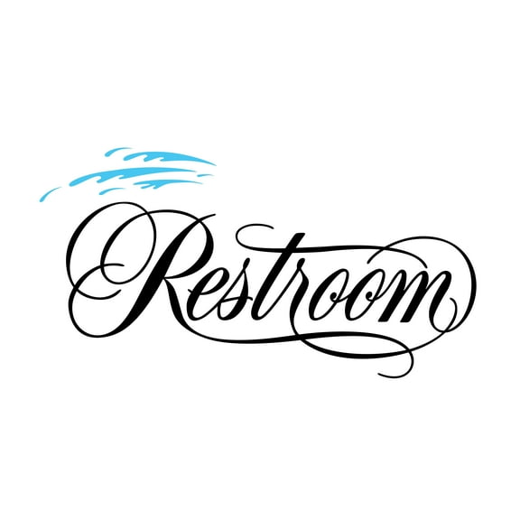 RESTROOM - Vinyl Home Bathroom Wall Decoration Restroom Calligraphy Lettering Art Cursive Design Removable Wash Room Wall Decal 20" x 10"