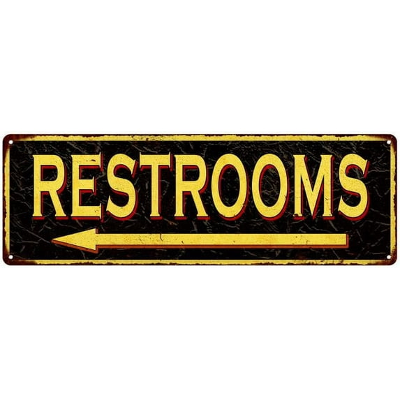 RESTROOMS Left ArrowVintage Looking Metal Sign Home Decor 6x18 206180032009