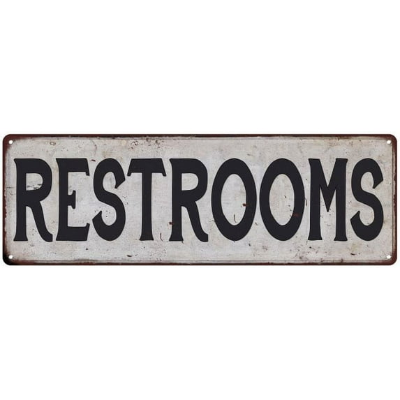 RESTROOMS Vintage Look Rustic 6x18 Metal Sign Chic Retro 206180035063