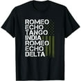 thumbnail image 1 of RETIRED Military Men Women Phonetic Alphabet Retirement Funny Creative Graphic T-Shirt, 1 of 3