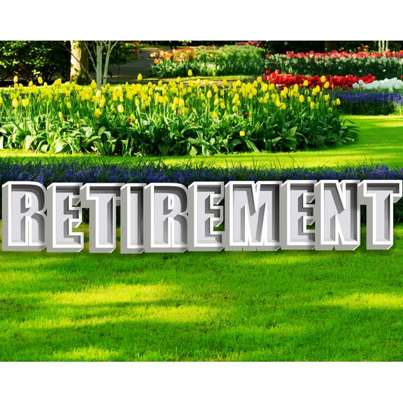 RETIREMENT 24" White Tall Elegant Shadow Box Yard Letter Yard Signs for Yard Display or Retirement Party