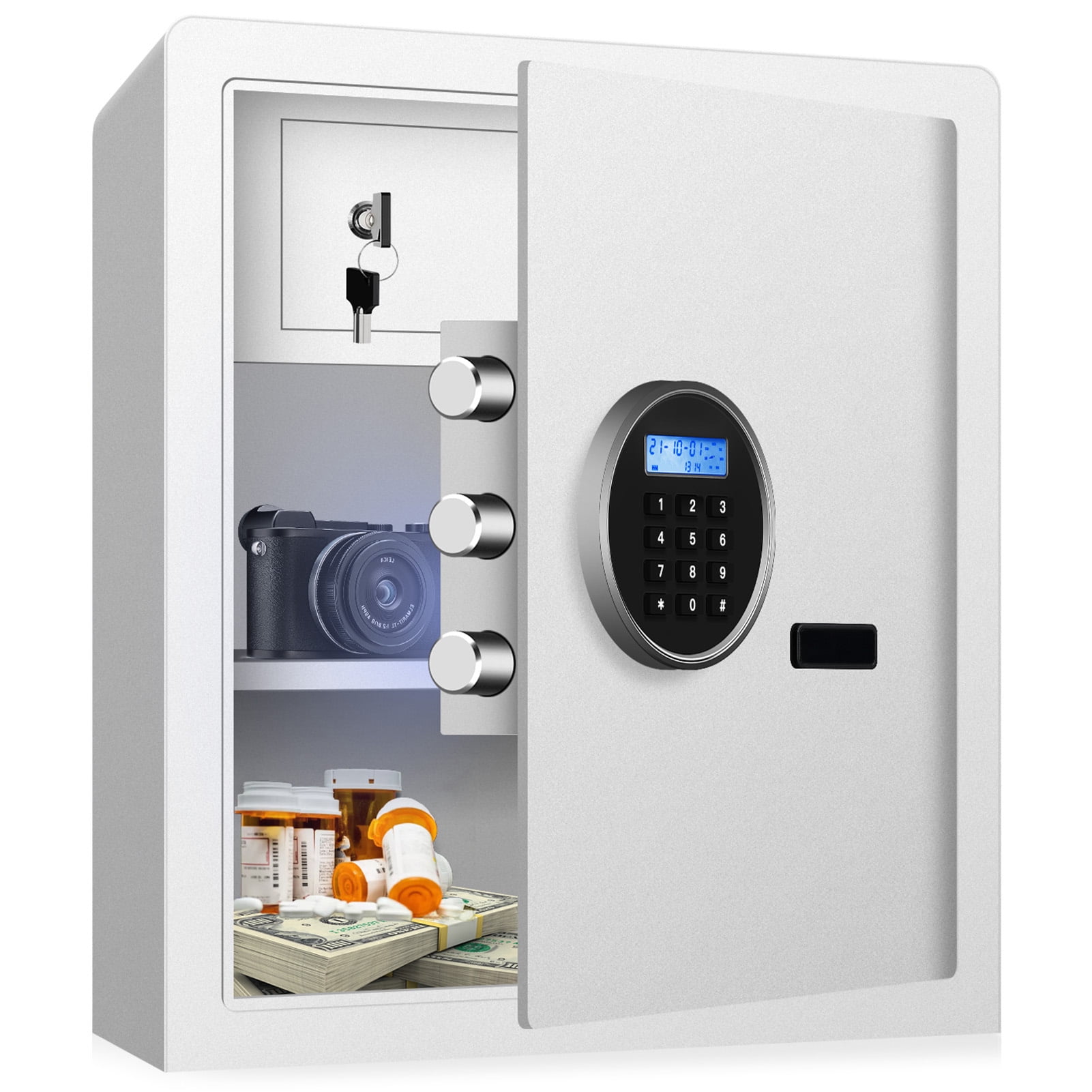 RETLLAS 1.4 Cu.ft. Fireproof Safe, Keys & Digital Ring Keypad Lock