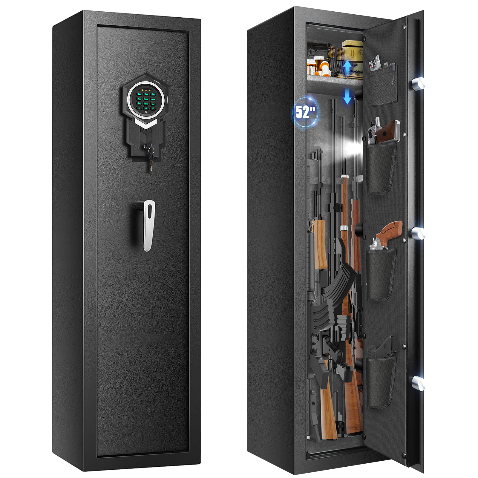 RETLLAS 6 Gun Safe Fireproof and AntiCollision, with Three Unlocking