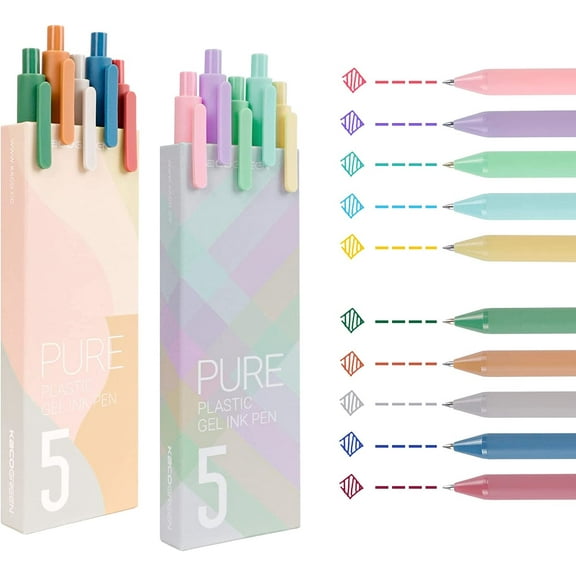 RETON 10 Pcs Art Gel Pen, 0.5mm Fine Point Assorted Colour Retractable Pens, Neutral Colorful Ink Rollerball Pen for Office Supplies