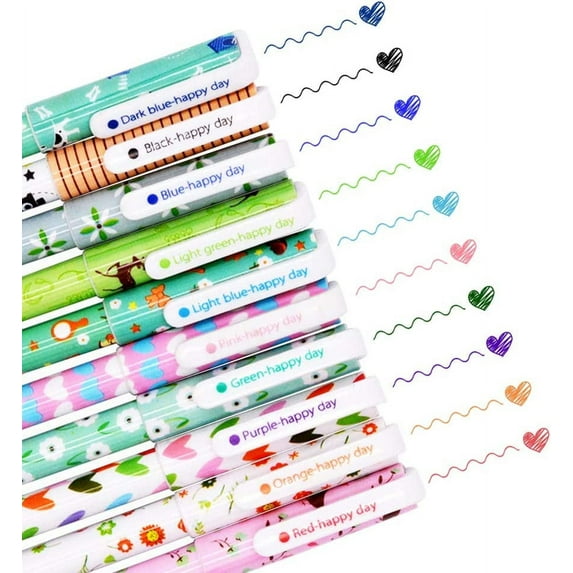 RETON 10 Pcs Cute Pens Kawaii Pens Fun Pens, 0.38mm Fine Point Colorful Writing Gel Ballpoint Pens for Teen Supplies Stationery (Animal)