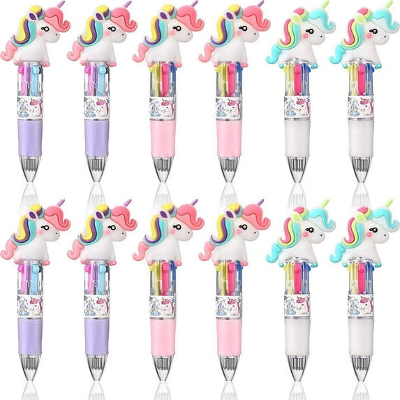 RETON 12 Pcs Multicolor Ballpoint Pen, Retractable 0.5mm Gel Ink Pen Mini Shuttle Pen for Office Valentine Party Favor