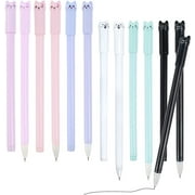 RETON 12PCS Kawaii Cat Pens, Cute Gel Ink Pens Animal Pens, 0.5mm Smooth Black Fine Point Ball Point Pens for Women Office Supplies 6 Color Cat
