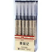 RETON 12Pcs Ballpoint Pen Set, 0.35 mm Black Gel Ink Pen Extra-Fine Ballpoint Pen Writing Pens for Office Stationery Supply
