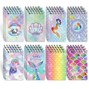 RETON 24Pcs Small Pocket Notebooks, 2.3 x 4inches Mermaids Notebook with Top-Spiral, Mini Spiral Notebooks for Gift, Mini Memo Pads Bulk for Office Birthday Mermaid Party Favors