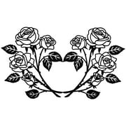 RETON 2Pcs Rose Wall Decor Black Metal Art - Iron Rose Wall Decorations Flower Sculpture Art Metal for Living Room Bathroom
