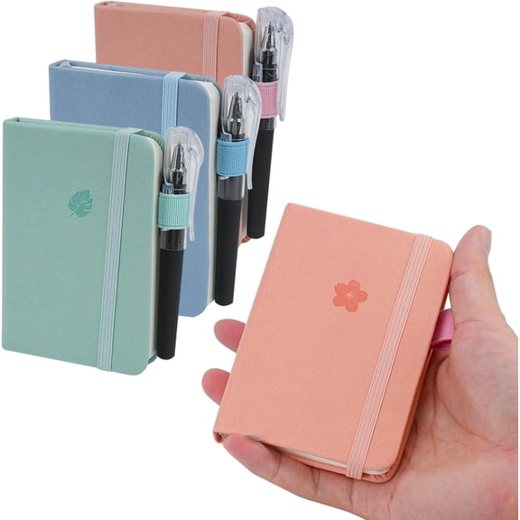 RETON 3 Pack Small Journal, Small Notebook with 3 Pens, A7 Hardcover Pocket Notebook Ruled 3.1" x 4.3", 200 Pages Each Mini Notepad, Morandi Travel Journals Perfect for Work School Home Office