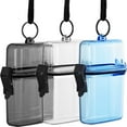 thumbnail image 1 of RETON 3 Pieces Waterproof Case ID Card Badge Holder with Floating Sports Case Locker with Hanging Ring and Rope 4.72 x 2.95 x 1.57 Inches (Clear, Gray, Blue), 1 of 6