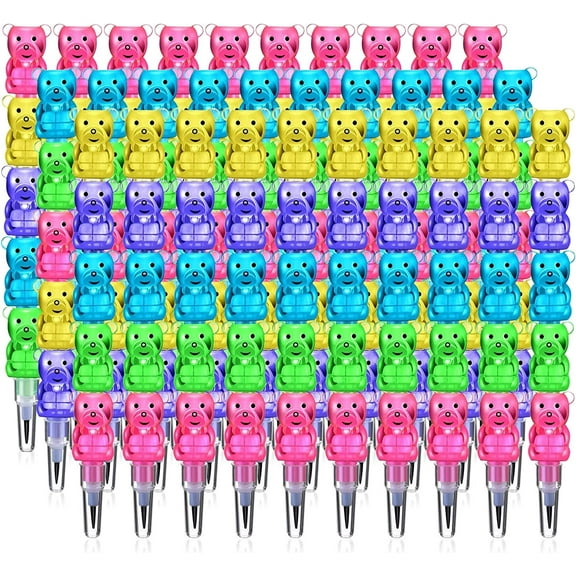 RETON 30 Pieces Stackable Bear Pencils, Colored Bear Stacking Pencils, Plastic 5 in 1 Pencils, Birthday Party Favors Supplies, Fun Gift for Friends
