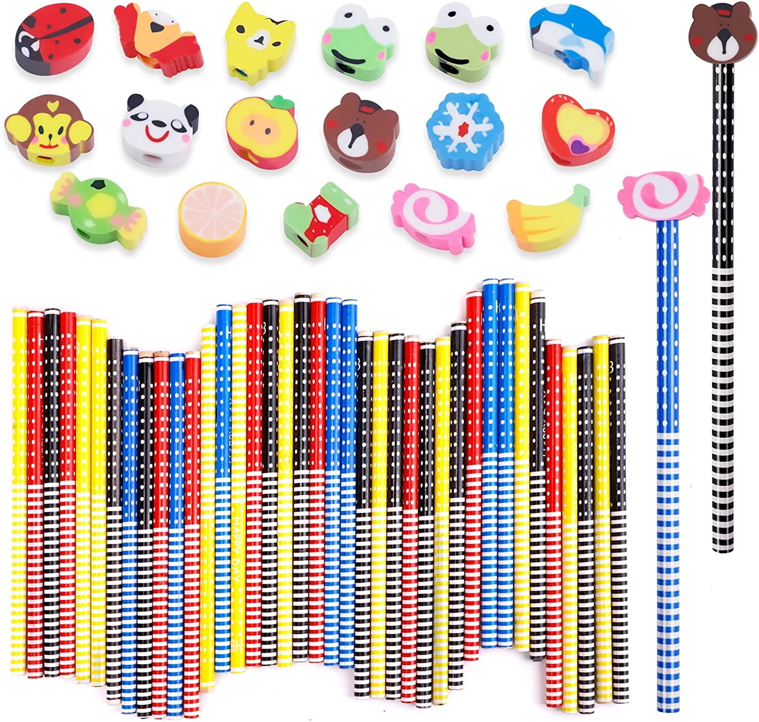 40 Pcs Animal Pencil Eraser Toppers | Dog Shaped Eraser Caps | Cute Mini Erasers For Kids, Classroom Rewards