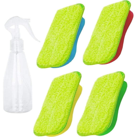 RETON 4PCS Microfiber Chalk Eraser, Magnetic Chalkboard Eraser with Spray Bottle, Washable Reusable Dustless Whiteboard Eraser for Chalk Markers Classroom Home Office (4 Colors, 5x3inch)
