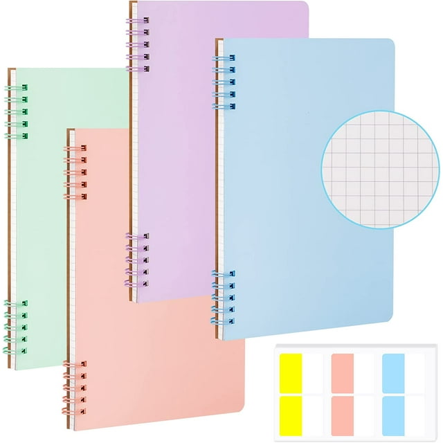 RETON 4Pcs Spiral Graph Paper Notebooks, 1 Subject Wirebound Notebook