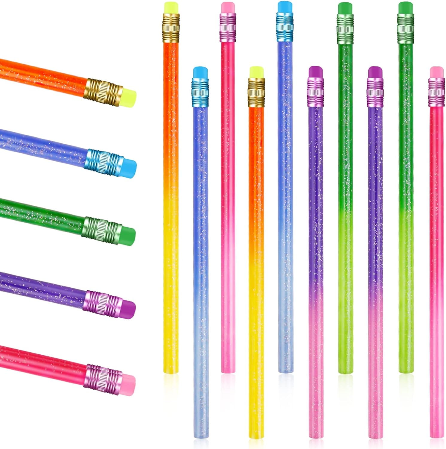12 PC Scented Refillable Graphite Lead Pencils - #2 Fruit Scented Multi Point Stackable Pencils. Fun Smelly Pencils for Kids Birthday Party Favors.