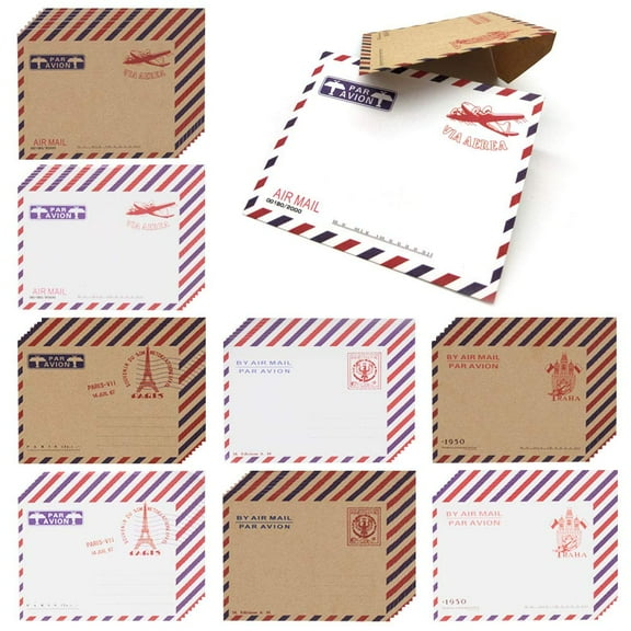 RETON 80pcs Mini Kraft Paper Envelopes, Open End Envelopes with 8 Designs, Invitation Postcards Wedding Birthday (9.6*7.6cm/3.7*3")