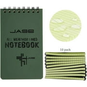 RETON Aesthetic Pocket Notebooks Set of 10, Rain Weatherproof Soft Cover Pocket Notebook for Office, Green Cover,Tactical Steno Pads with Grid for Outdoor Activity Recording