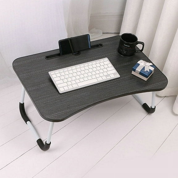 RETON Foldable Laptop Lap Desk, Portable Lap Standing Desk for Reading and Writing, Adjustable Tray Table for Kids, Notebook Computer Stand for Bed Couch Sofa Floor, Black
