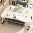 thumbnail image 1 of RETON Foldable Laptop Lap Desk, Portable Lap Standing Desk for Reading and Writing, Adjustable Tray Table for Kids, Notebook Computer Stand for Bed Couch Sofa Floor, White, 1 of 5