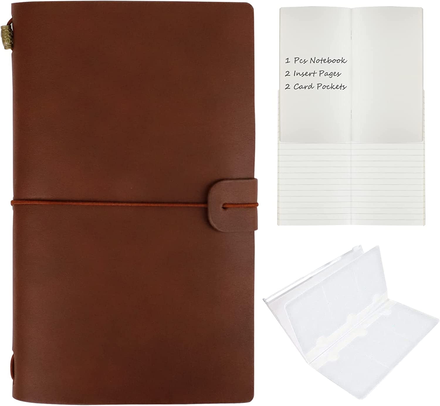 RETON Leather Vintage Notebook with Elastic Closure and Card Pockets